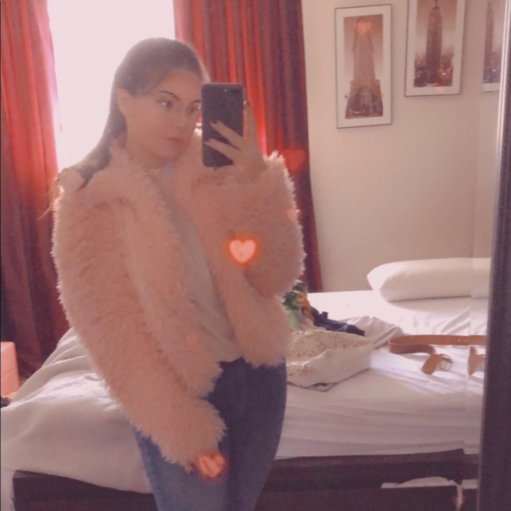 FLUFFY FAUX FUR COAT -  BABY PINK - TORRID